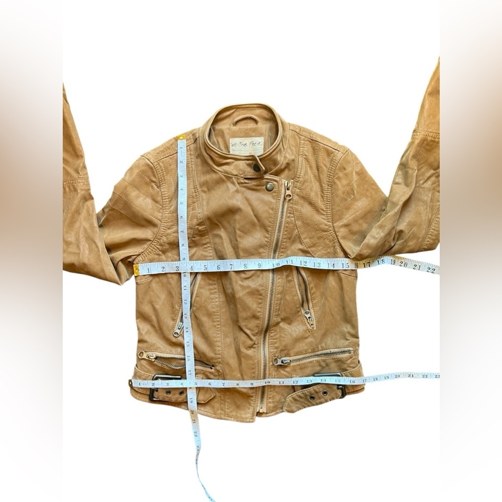 Free People We The Free Womens Fenix Vegan Leather Moto Jacket Camel Brown XS - Picture 10 of 13